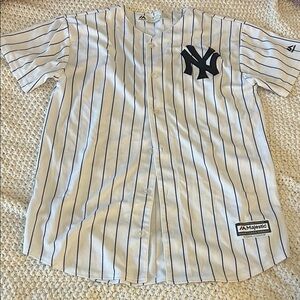 Majestic Yankees Navy and White Striped Baseball Jersey